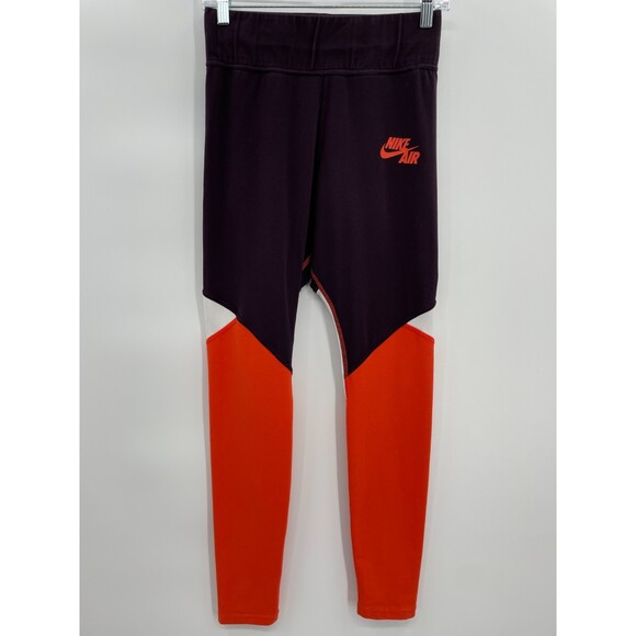 NIKE AIR Maroon White Orange Color Block Leggings Size M - Picture 4 of 10